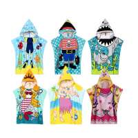 Fast Drying Cartoon Hooded Bath Towel Baby Bathrobe Kids Beach Towel