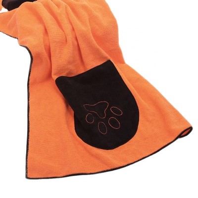 factory cheap price soft large size microfiber pet bath drying towel custom pocket and logo