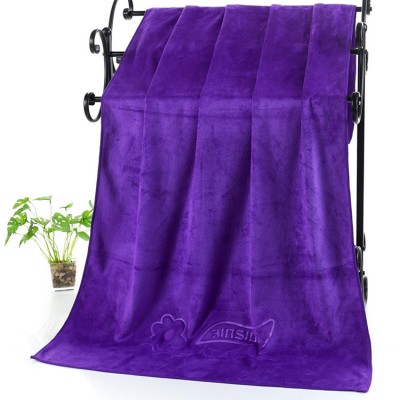 Purple Bath Towel support embossed embroidery and printed your Brand and design.